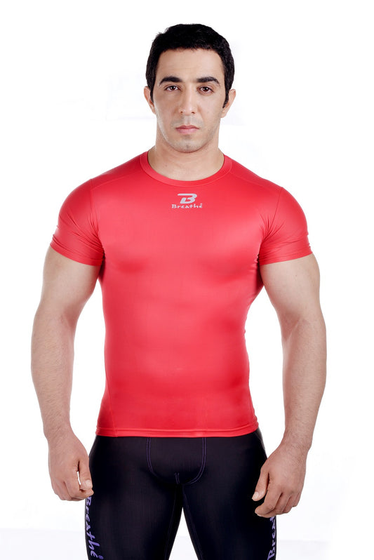 Breathe Fit Compression T, Short Sleeve - Red