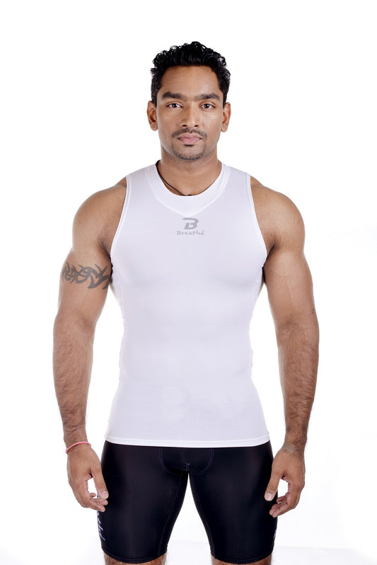 Breathe Fit Compression T, Sleeveless - White